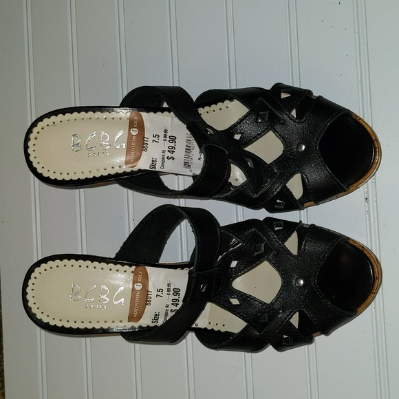 BCBG Paris Women's Size 7.5 Cork Wedge Heel Slip On Sandals - Picture 14 of 14